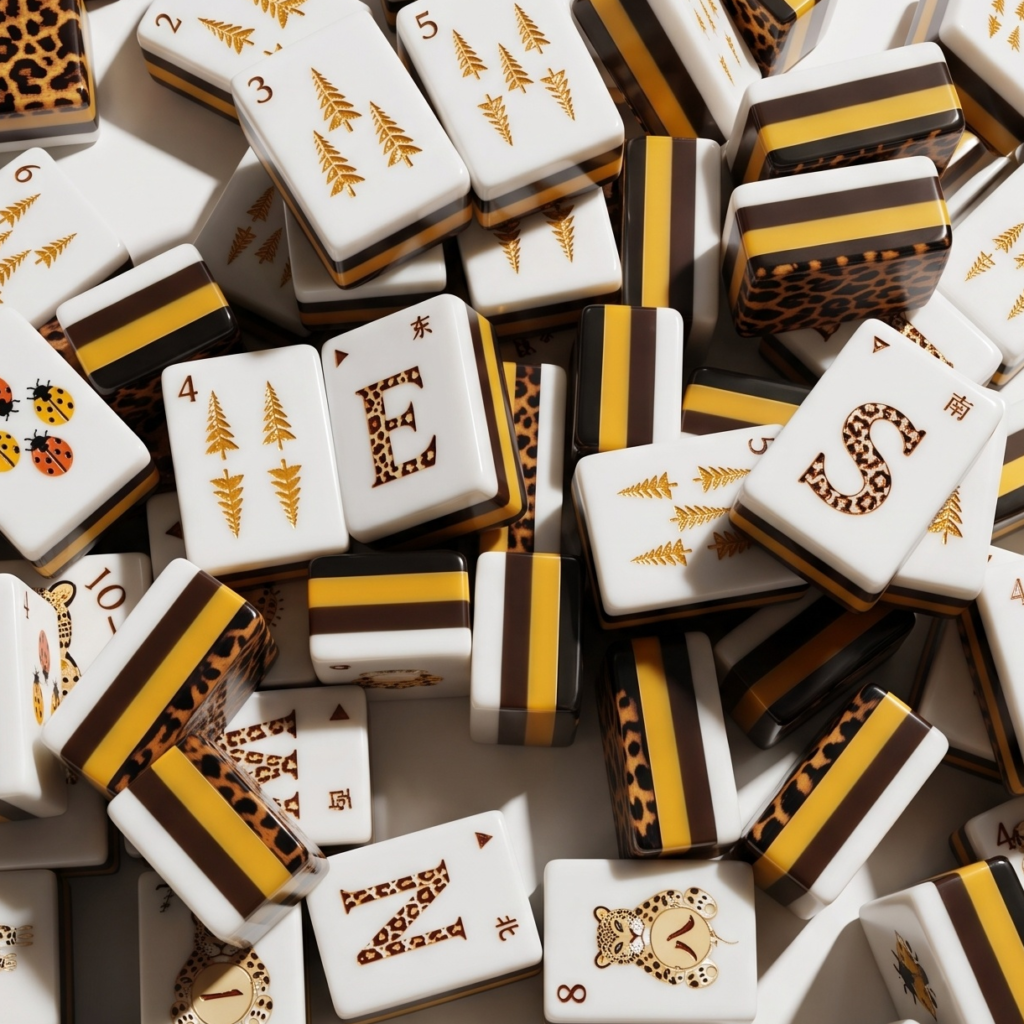 Safari Leopard American Mahjong Set — 160 Hand-Painted Acrylic Tiles