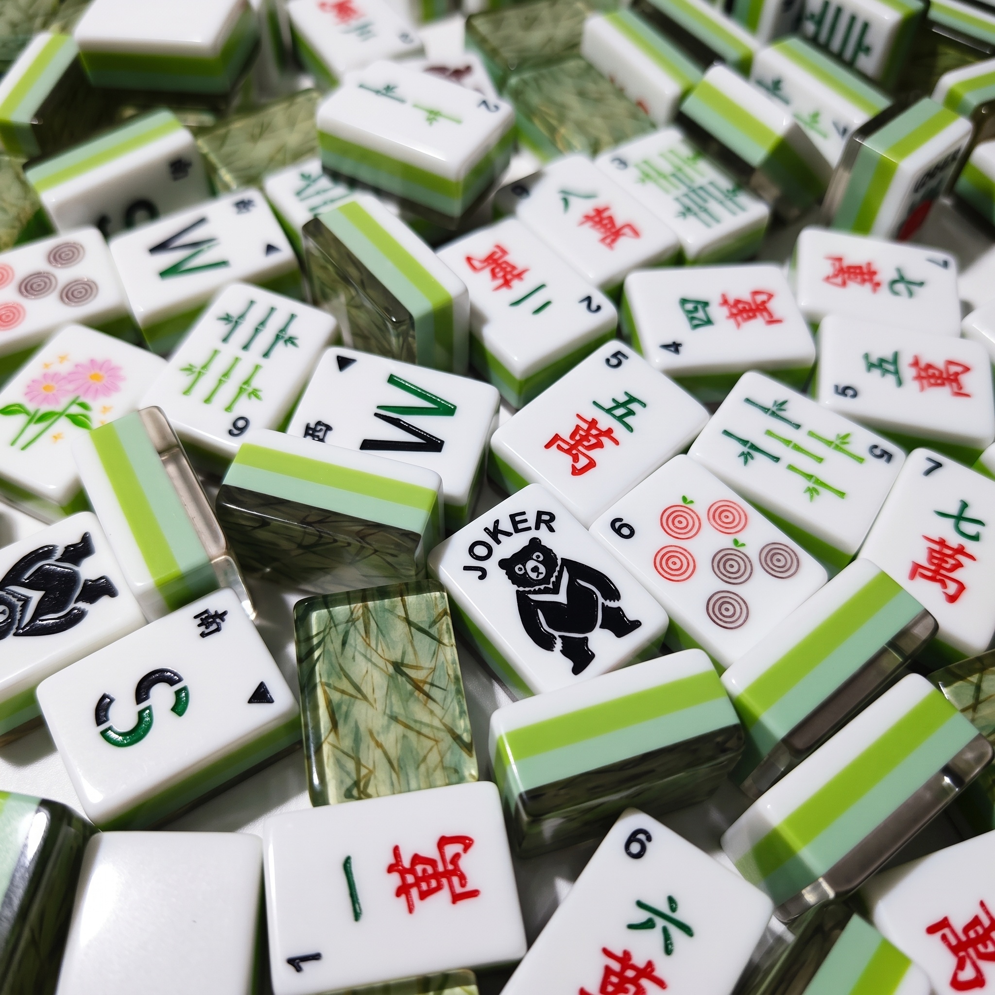 Bamboo Vein Jade Marble Mahjong Tiles — 160 Engraved American Set