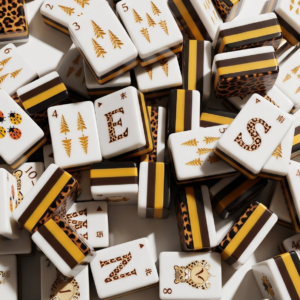 Safari Leopard American Mahjong Set — 160 Hand-Painted Acrylic Tiles