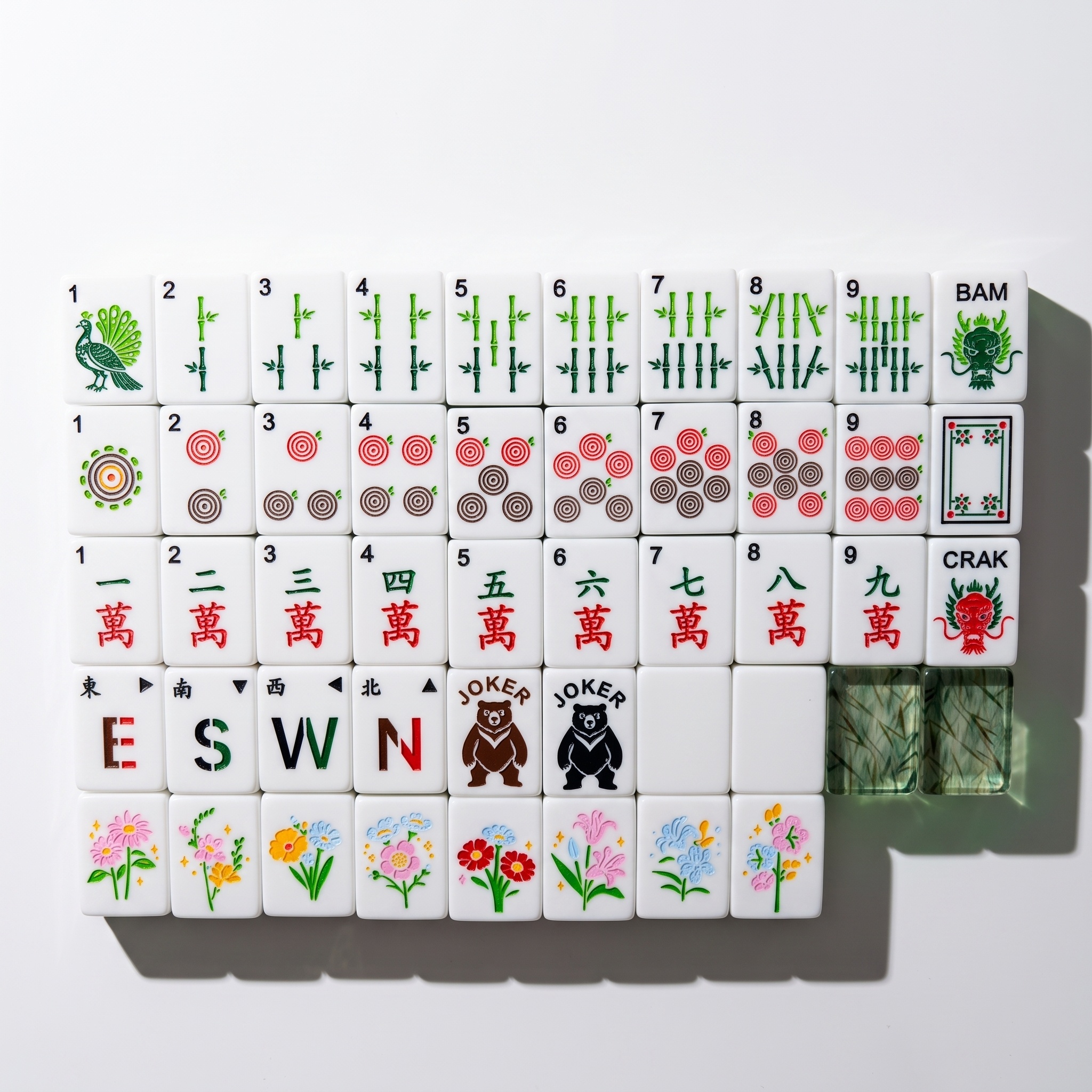 Bamboo Vein Jade Marble Mahjong Tiles — 160 Engraved American Set - Image 2
