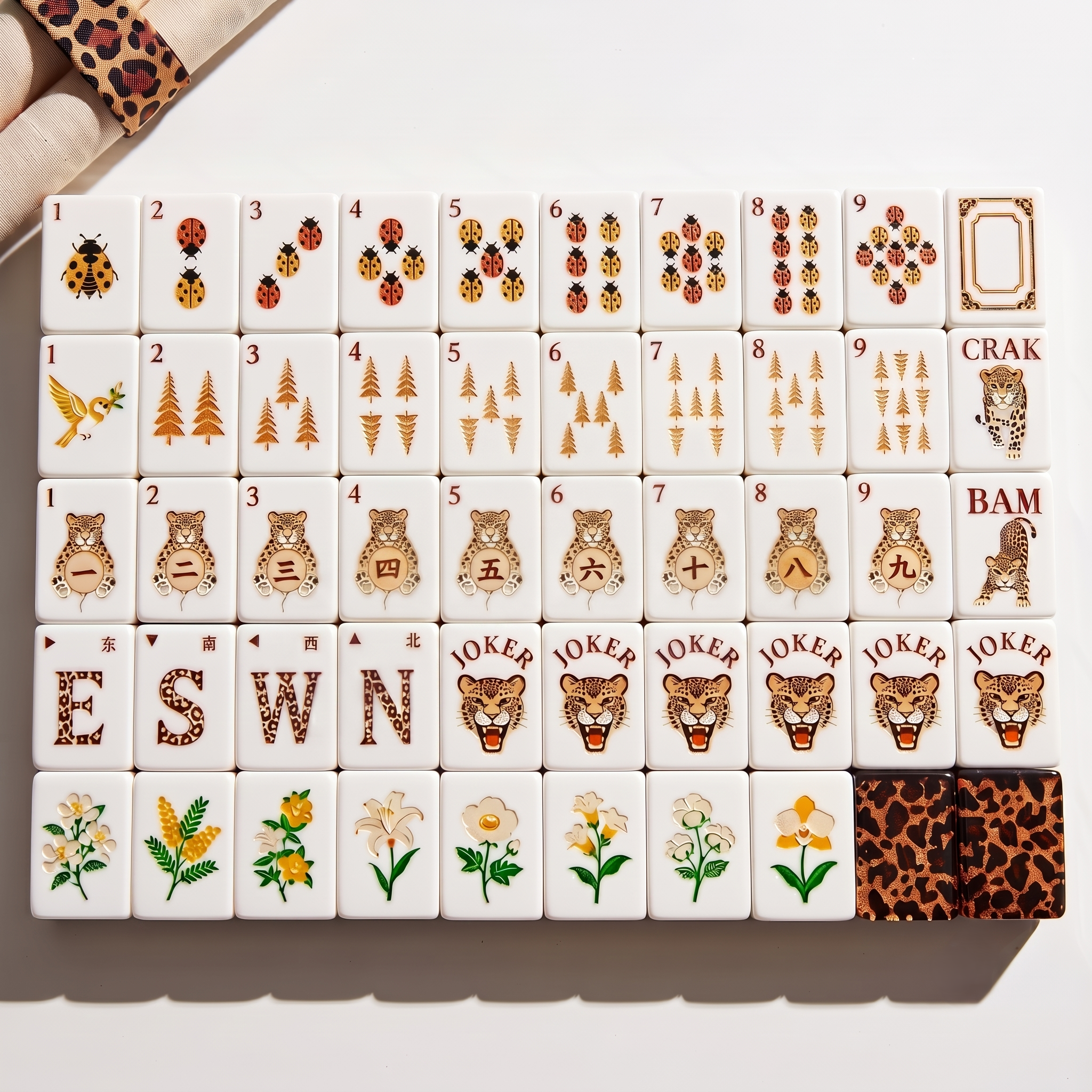 Safari Leopard American Mahjong Set — 160 Hand-Painted Acrylic Tiles - Image 2