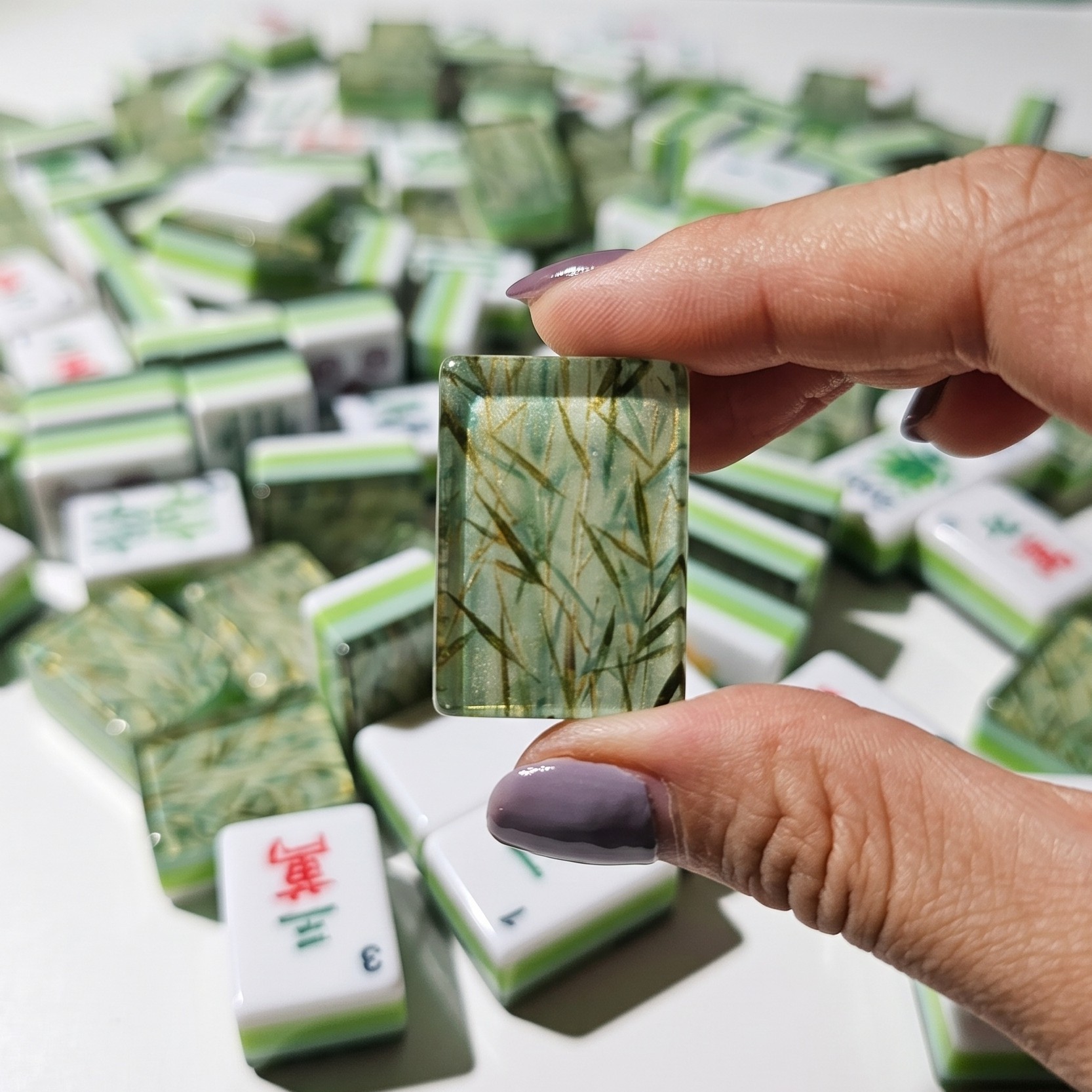 Bamboo Vein Jade Marble Mahjong Tiles — 160 Engraved American Set - Image 3