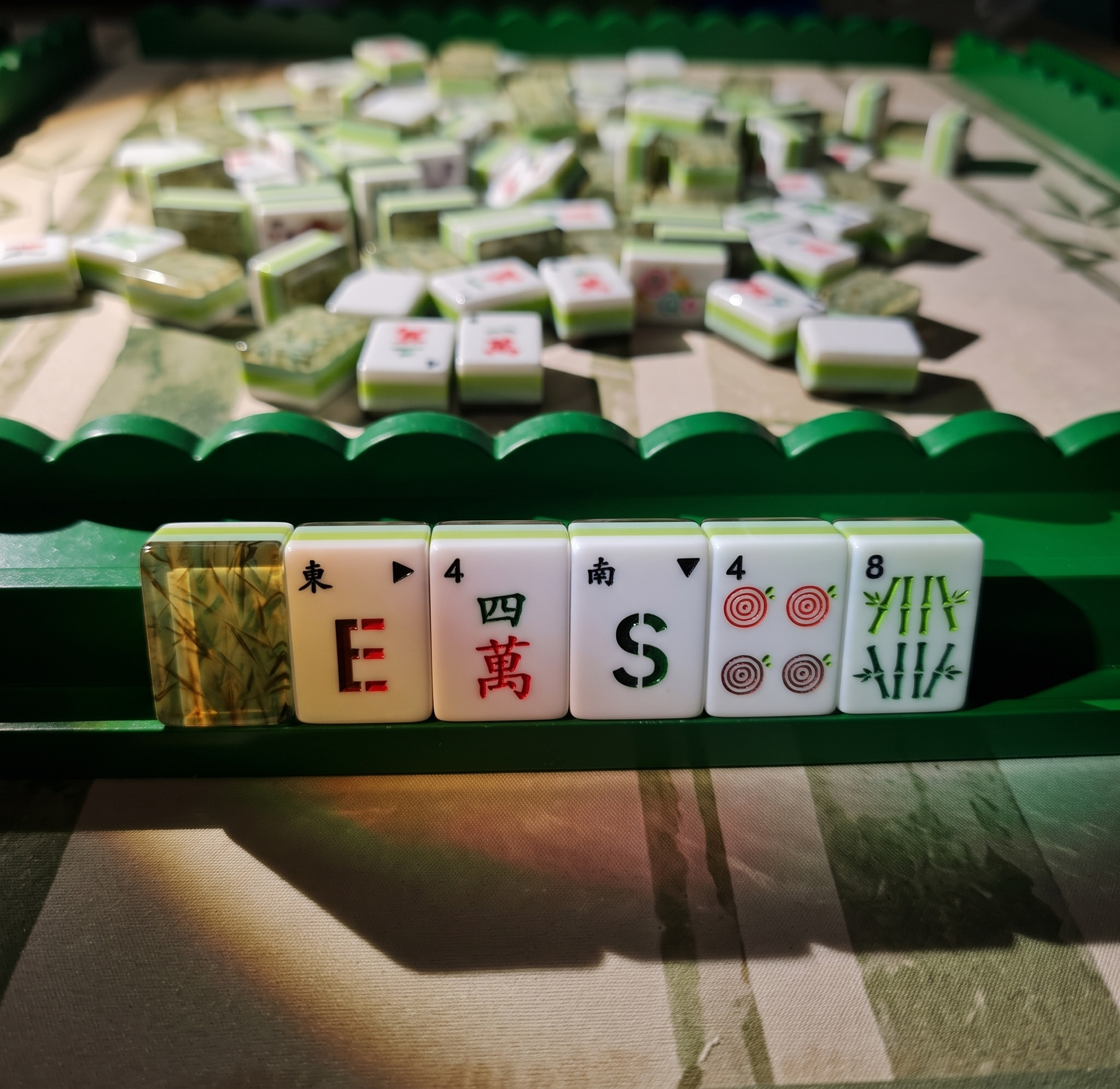 Bamboo Vein Jade Marble Mahjong Tiles — 160 Engraved American Set - Image 5