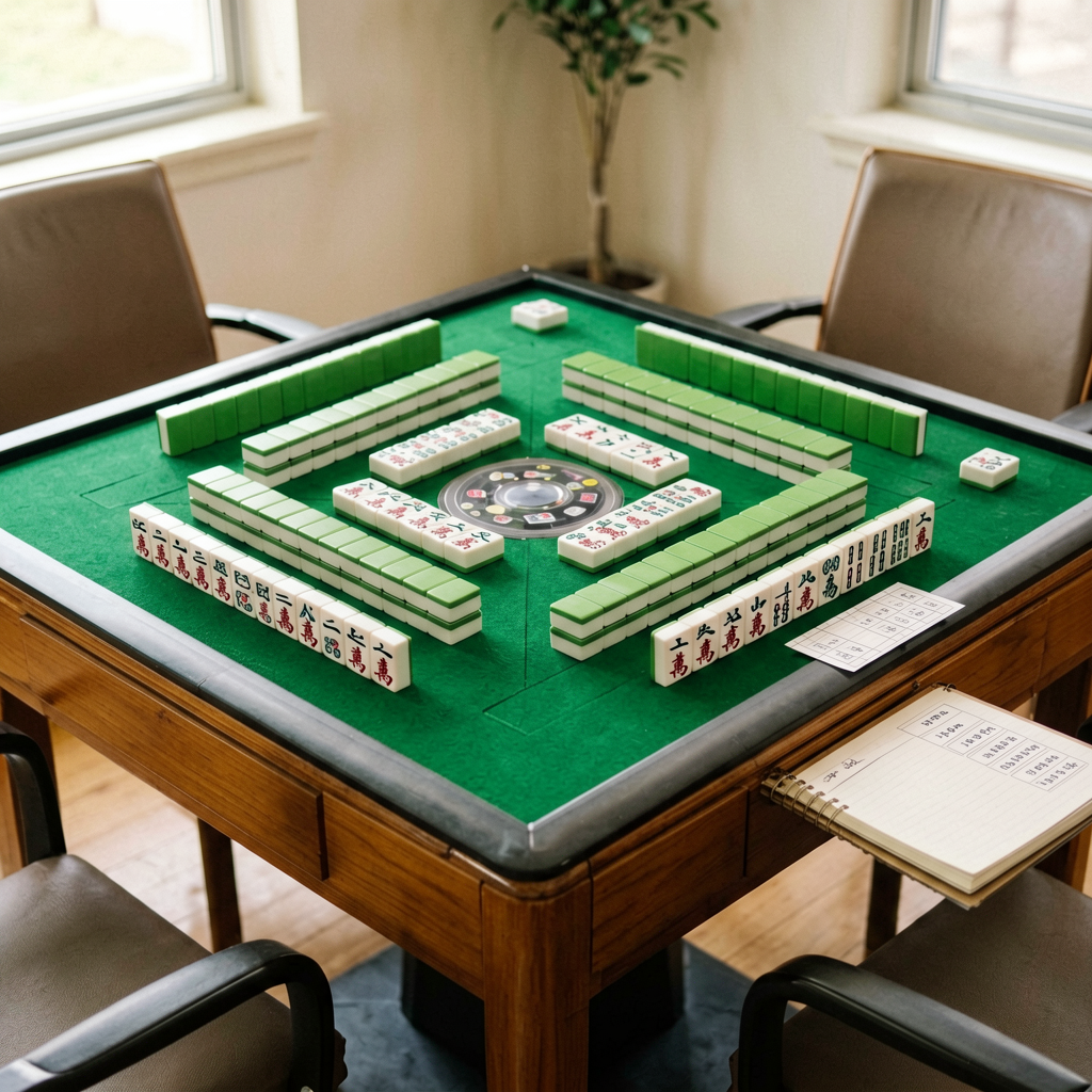An American mahjong table set up and ready for a regular club night