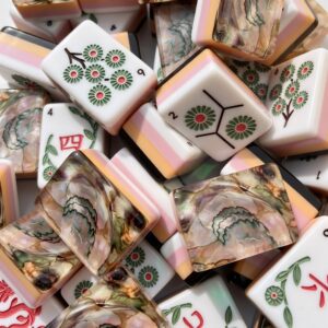 Chrysanthemum Rose Shell Pearlescent Mahjong Tiles