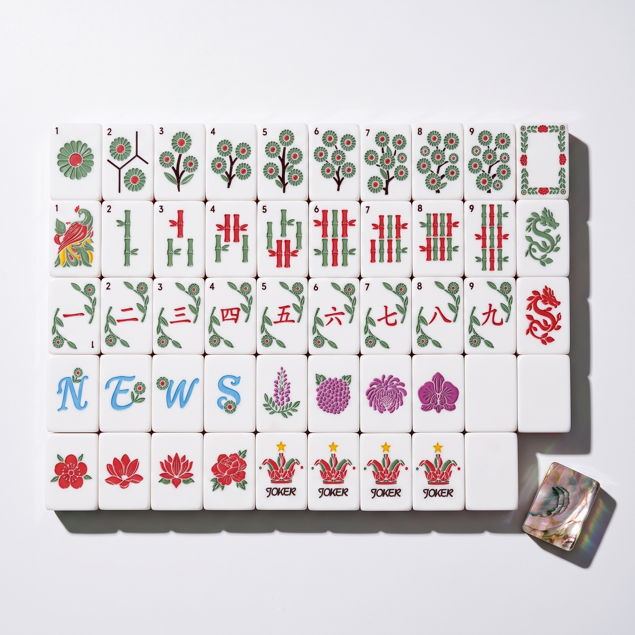 Chrysanthemum Rose Shell Pearlescent Mahjong Tiles - Image 2