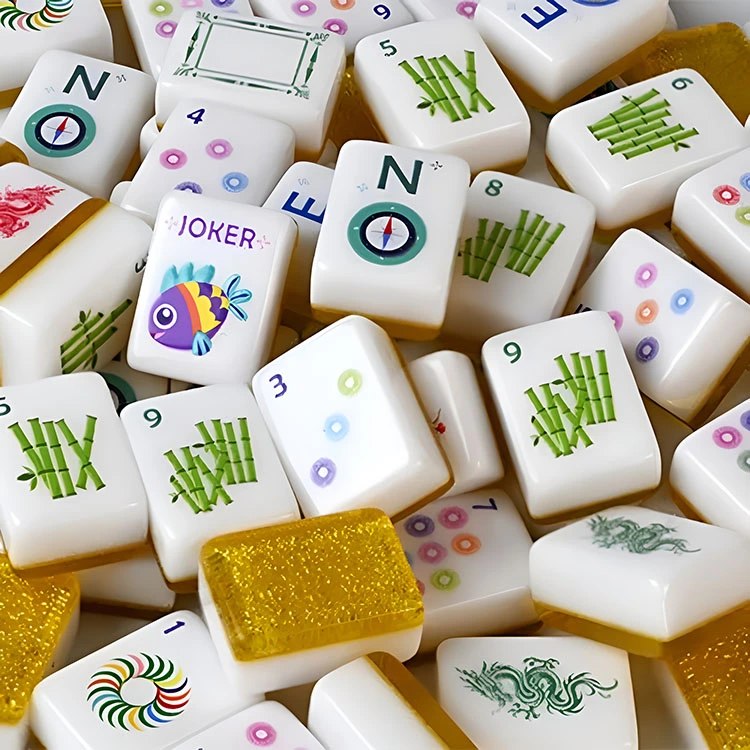 Gilded Sparkle Acrylic Mahjong Tiles – 160-Piece Set