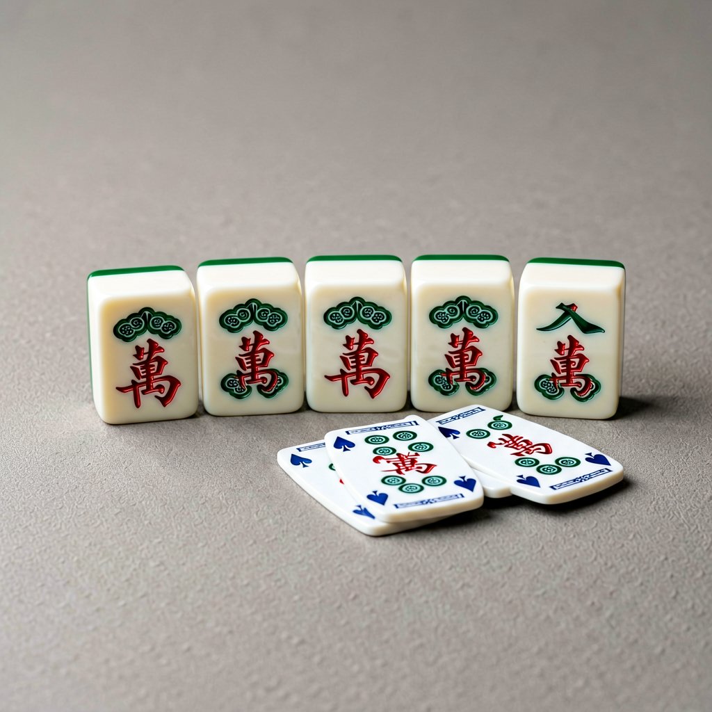 Five American mahjong tiles grouped with jokers as a quint