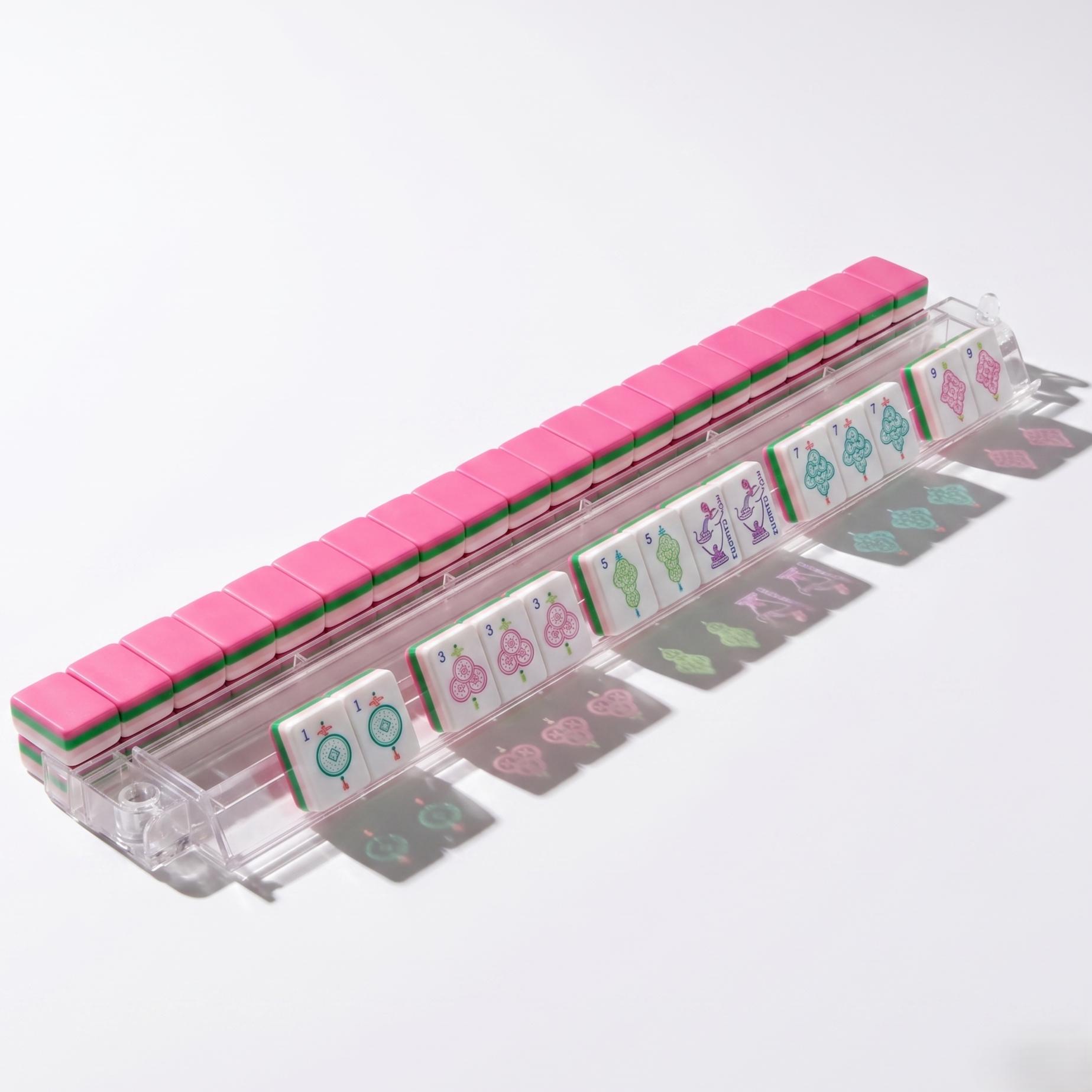 Pink Pagoda Pastel Elephant Mahjong Set — 166 Acrylic Tiles - Image 2
