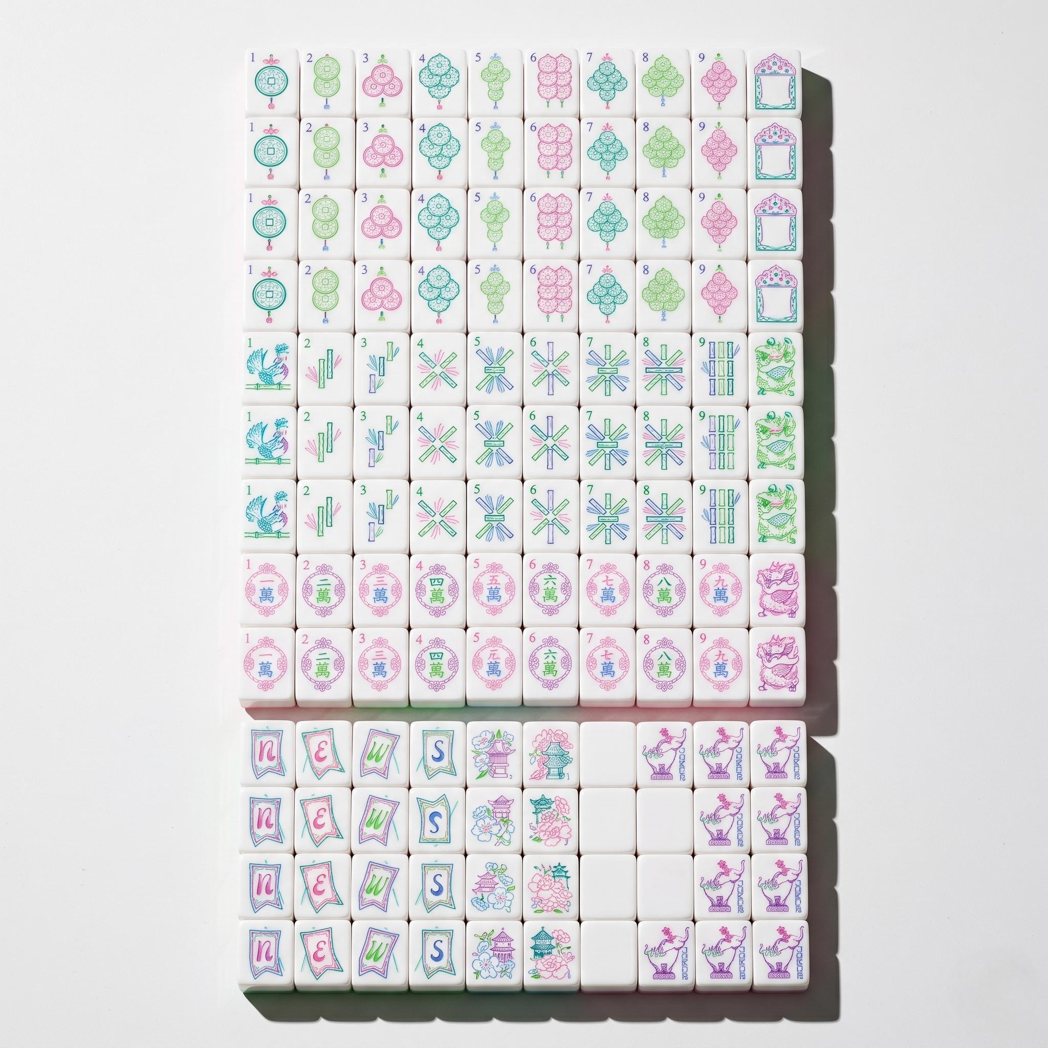 Pink Pagoda Pastel Elephant Mahjong Set — 166 Acrylic Tiles - Image 3