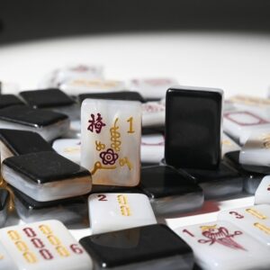 Midnight Dynasty Black Marble Mahjong Tiles