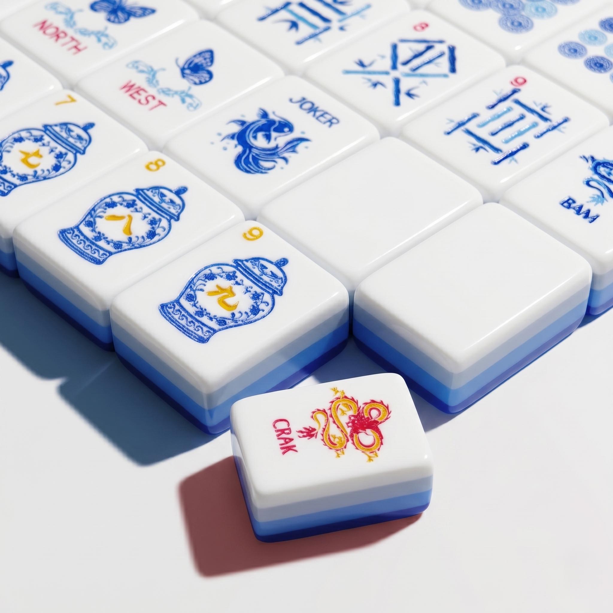 Blue & White Ginger Jar Chinoiserie Mahjong Set — 160 Acrylic Tiles - Image 3