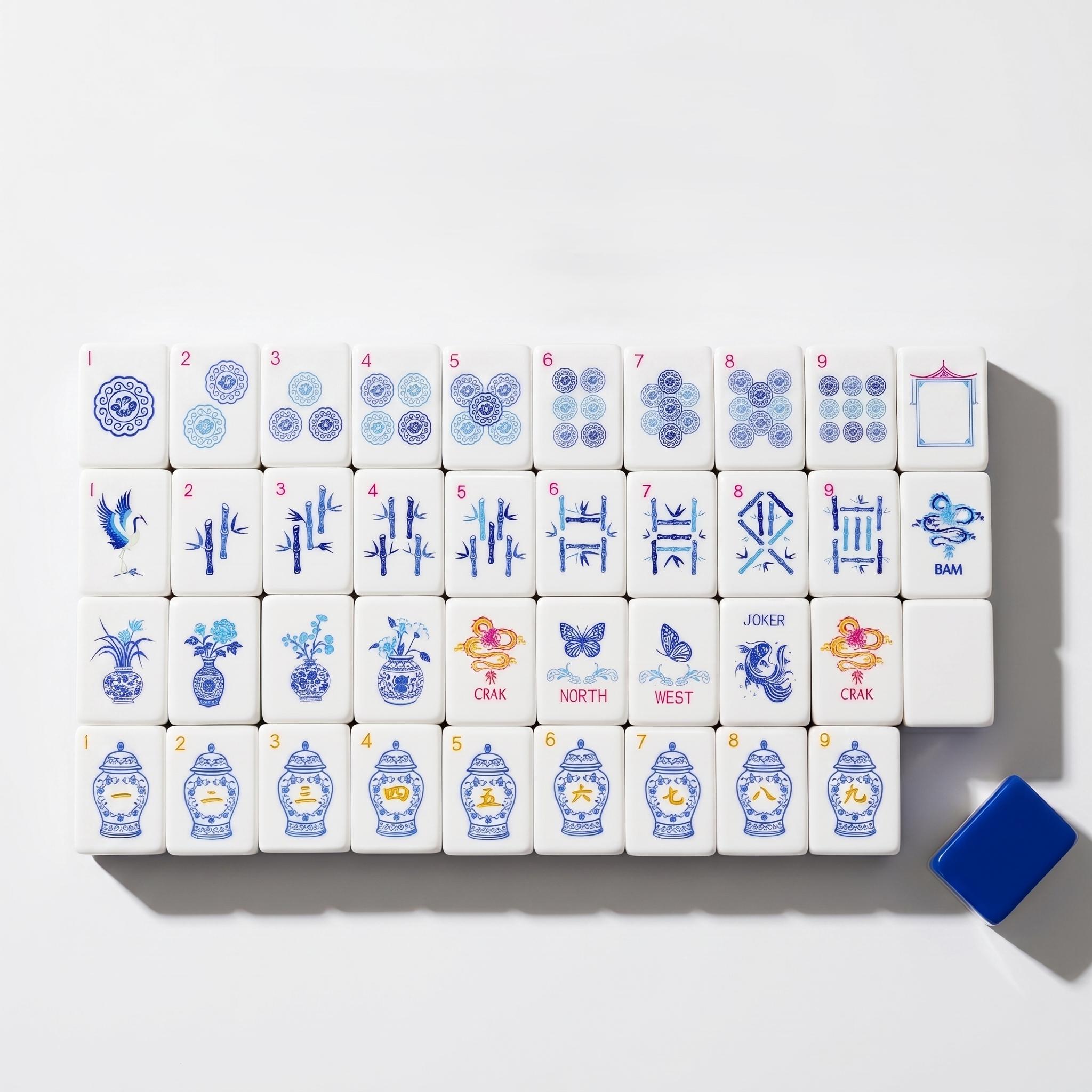 Blue & White Ginger Jar Chinoiserie Mahjong Set — 160 Acrylic Tiles - Image 6