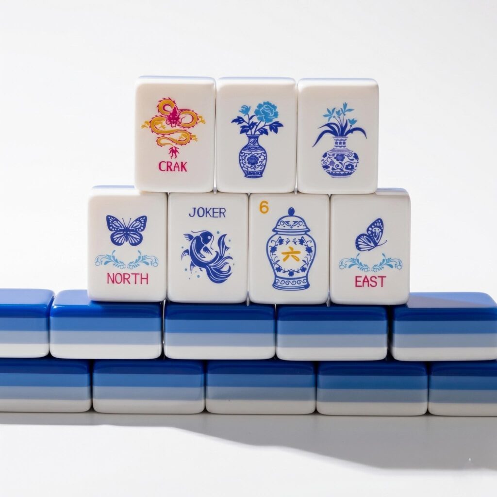 Blue & White Ginger Jar Chinoiserie Mahjong Set — 160 Acrylic Tiles