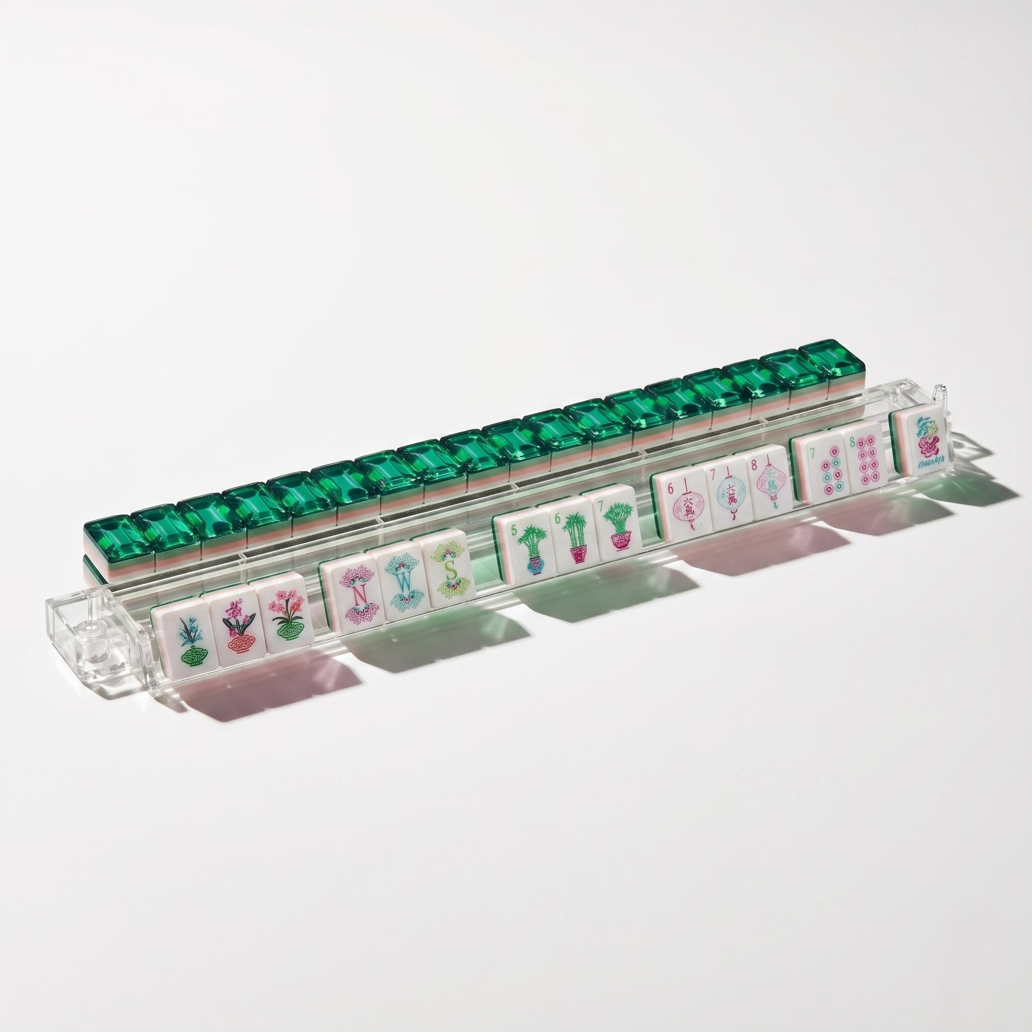 Emerald Gem Chinoiserie Mahjong Set — 160 Crystal-Back Tiles - Image 4