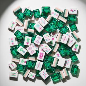 Emerald Gem Chinoiserie Mahjong Set — 160 Crystal-Back Tiles