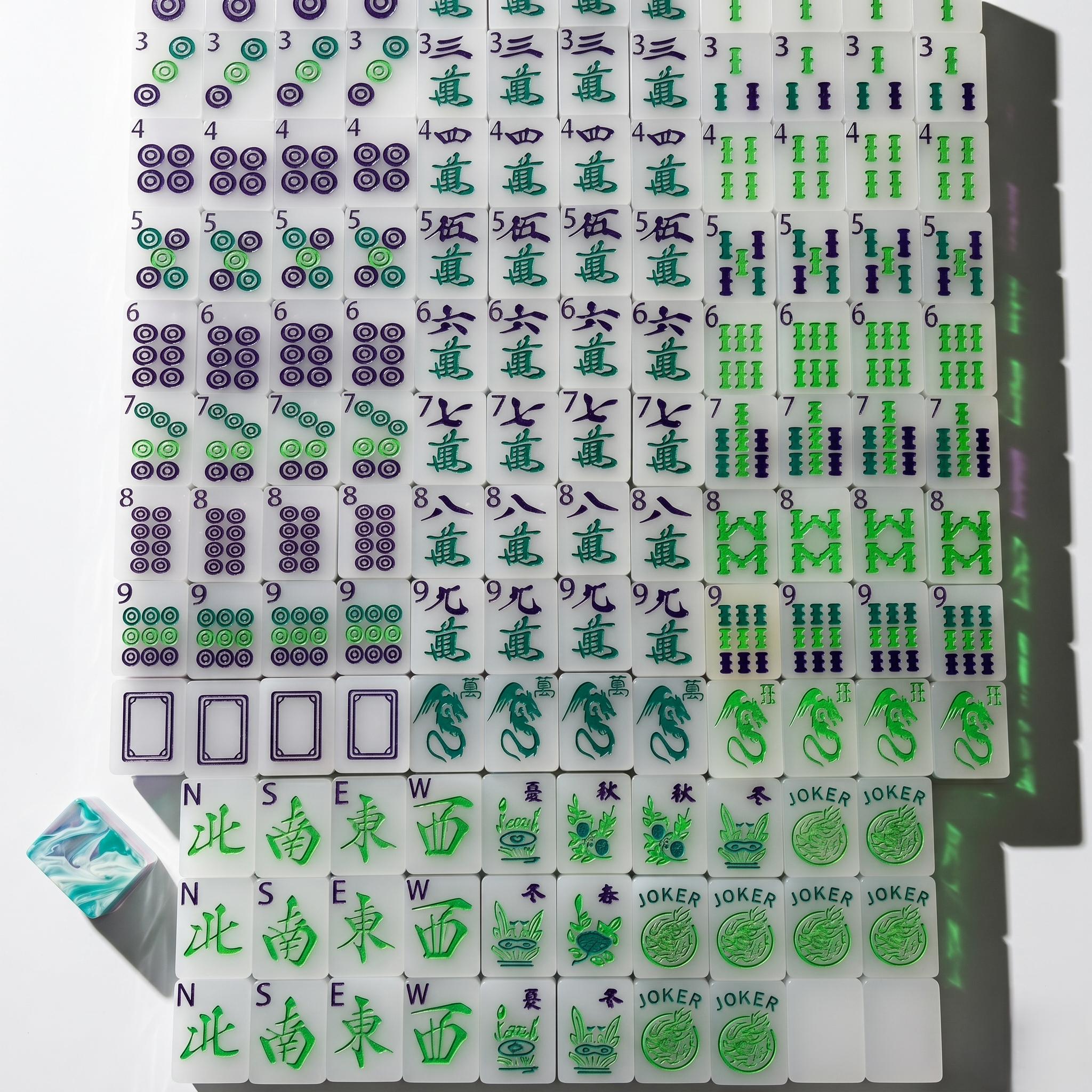 Jade Green Marble Lucite Mahjong Set — 160 Translucent Swirl Tiles - Image 3