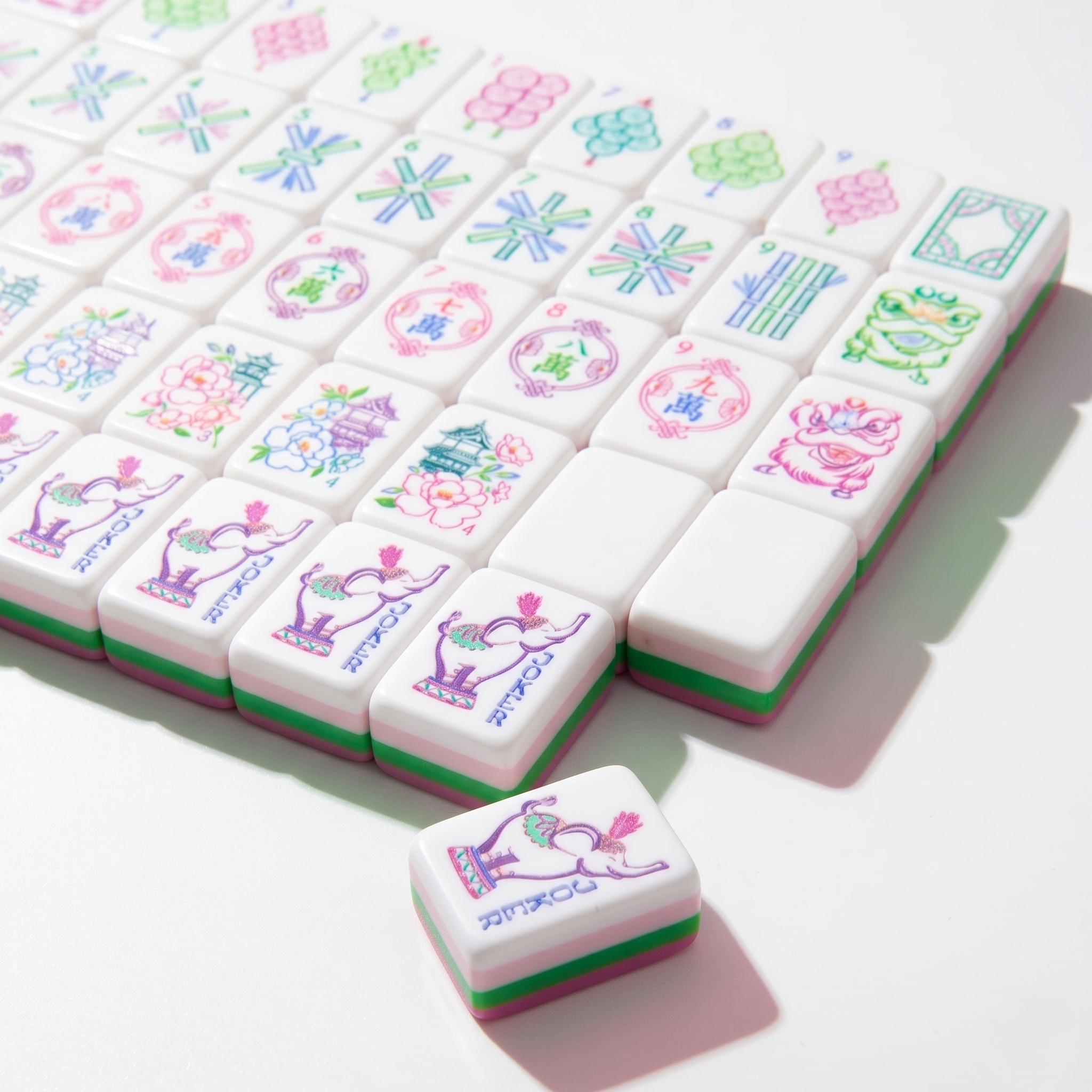 Pink Pagoda Pastel Elephant Mahjong Set — 166 Acrylic Tiles - Image 4