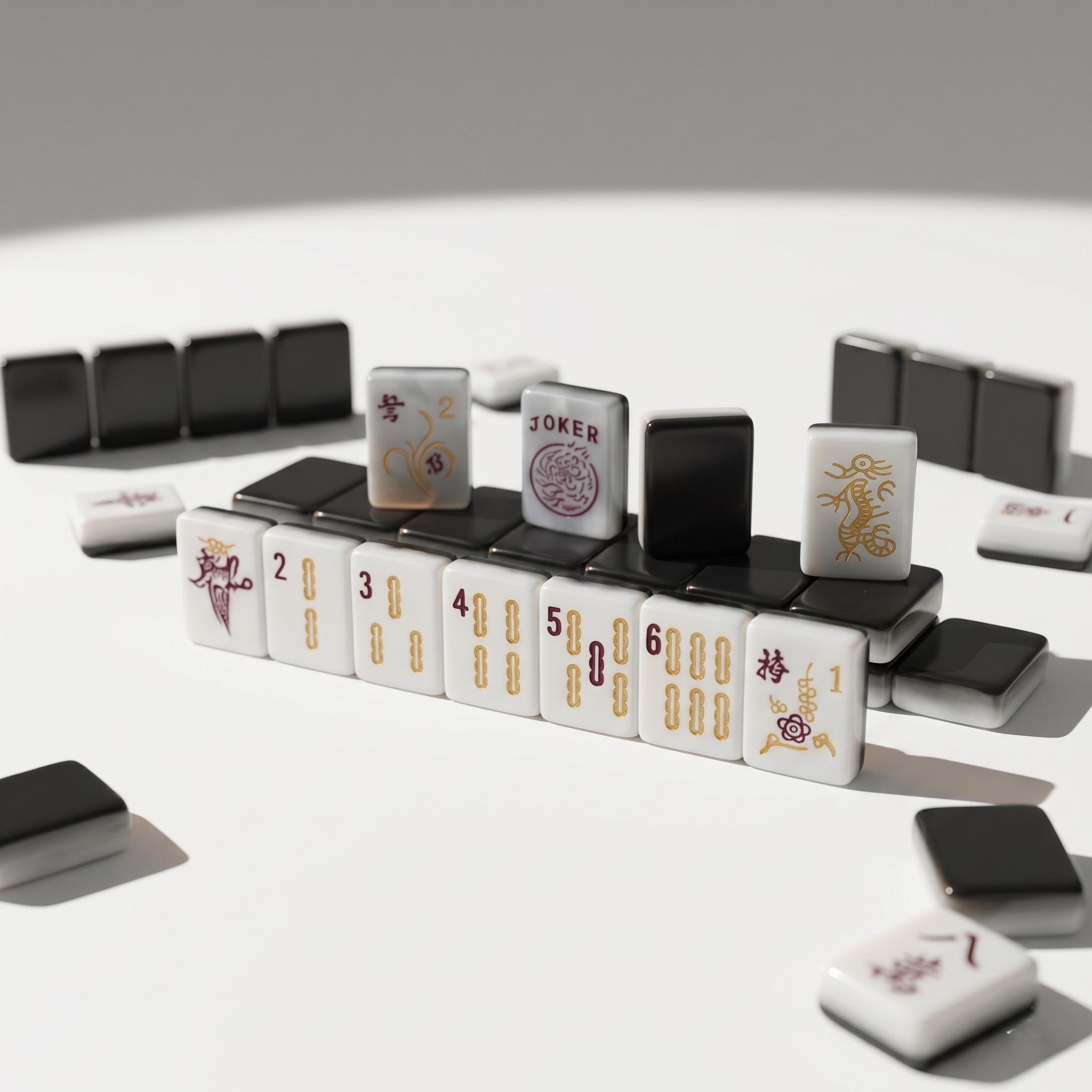 Midnight Dynasty Black Marble Mahjong Tiles - Image 4
