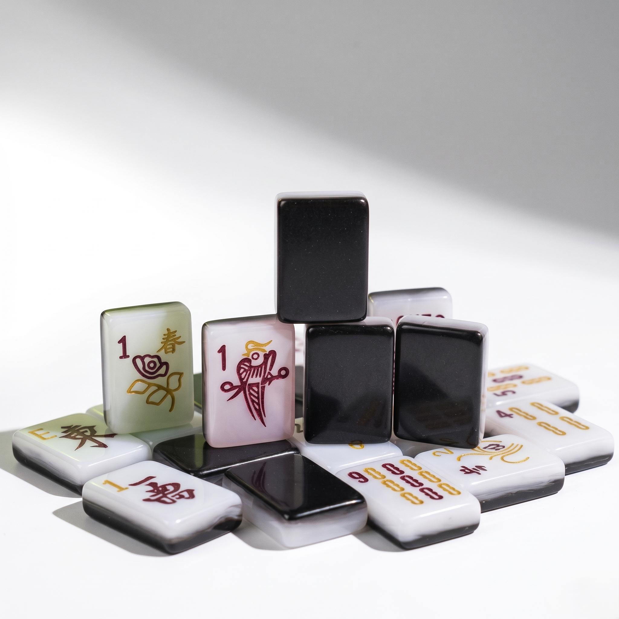 Midnight Dynasty Black Marble Mahjong Tiles - Image 3