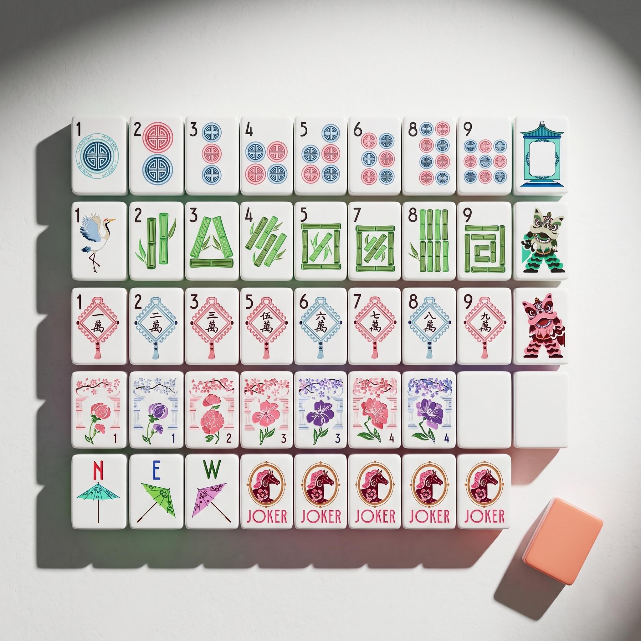 Coral Zebra Lion Kite Mahjong Set — 160 Acrylic Tiles - Image 3