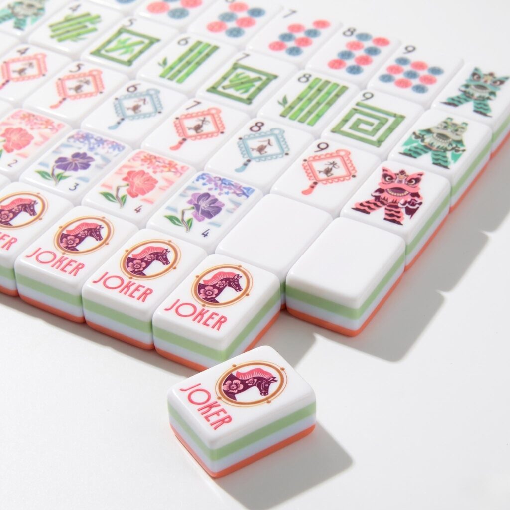 Coral Zebra Lion Kite Mahjong Set — 160 Acrylic Tiles