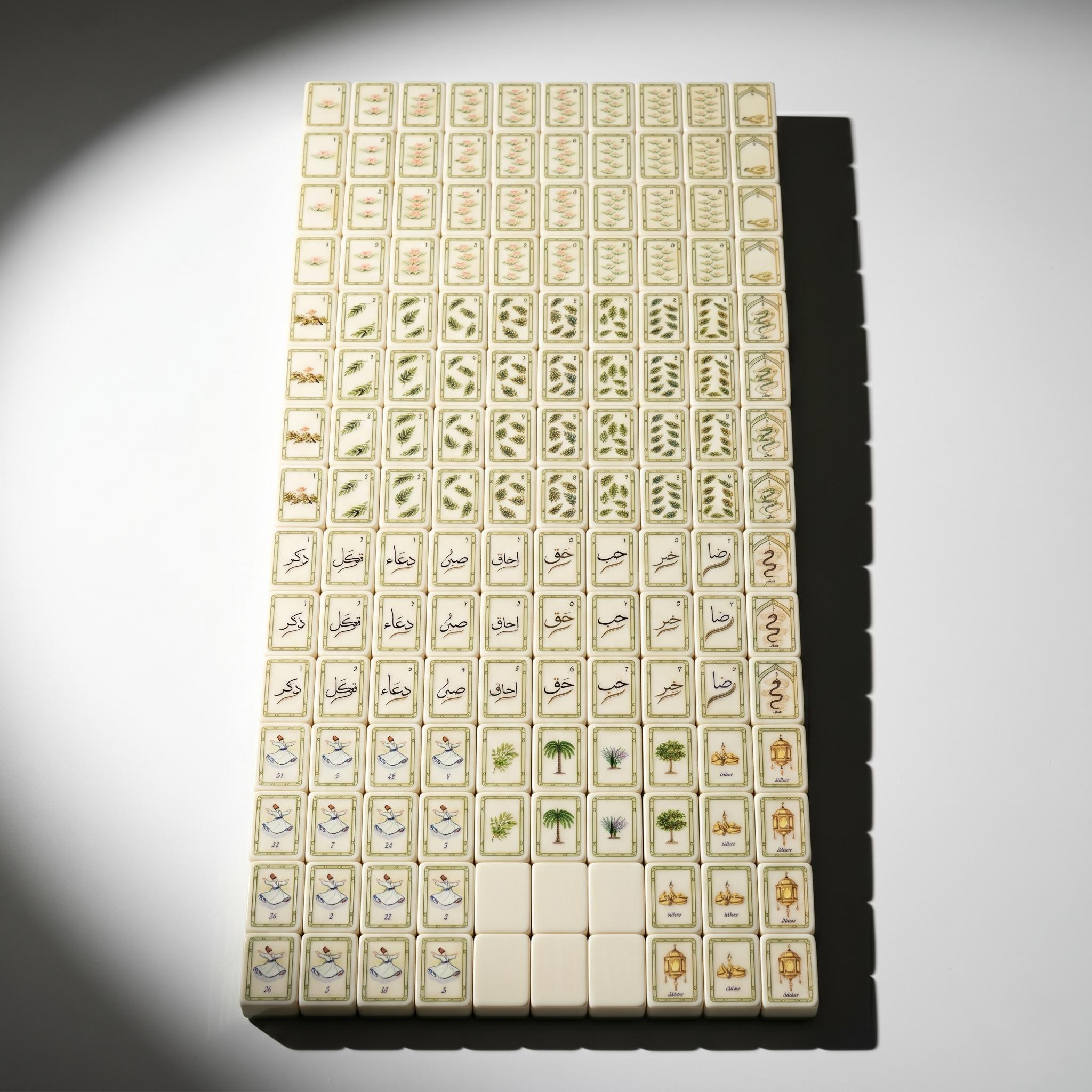 Islamic Art Arabic Calligraphy Mahjong Set — 160 Ivory Tiles - Image 4