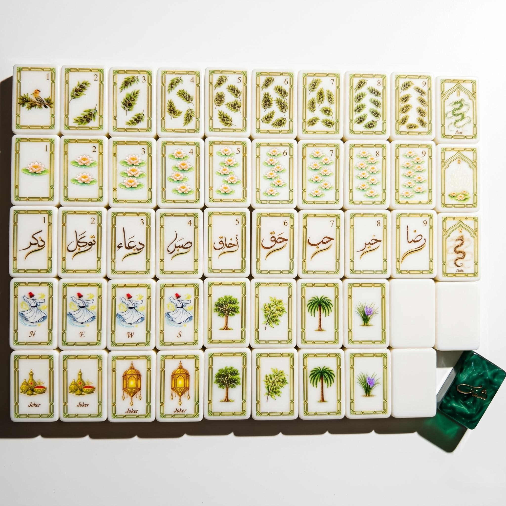 Islamic Art Arabic Calligraphy Mahjong Set — 160 Ivory Tiles - Image 5