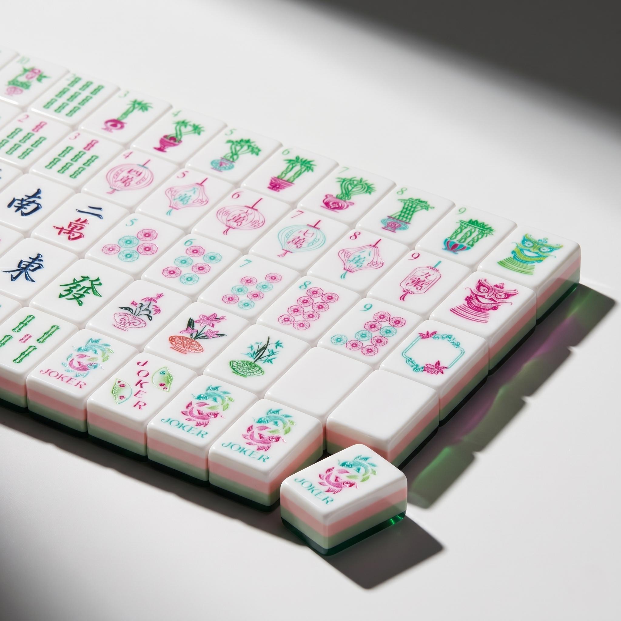Emerald Gem Chinoiserie Mahjong Set — 160 Crystal-Back Tiles - Image 6