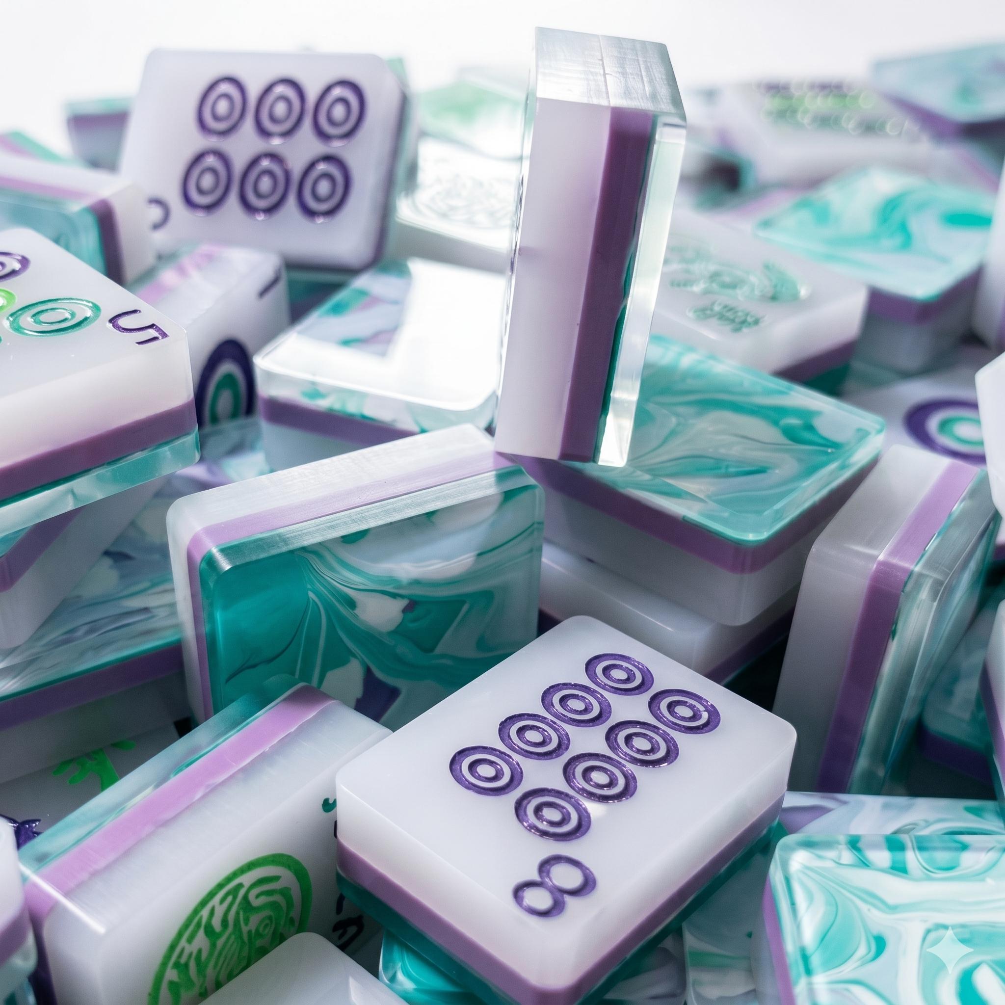 Jade Green Marble Lucite Mahjong Set — 160 Translucent Swirl Tiles - Image 2