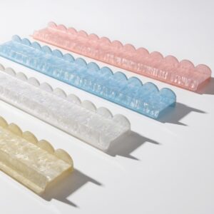 Scalloped Pearl Acrylic Mahjong Tile Rack Set (4) — Cloud Pattern, Iridescent Finish