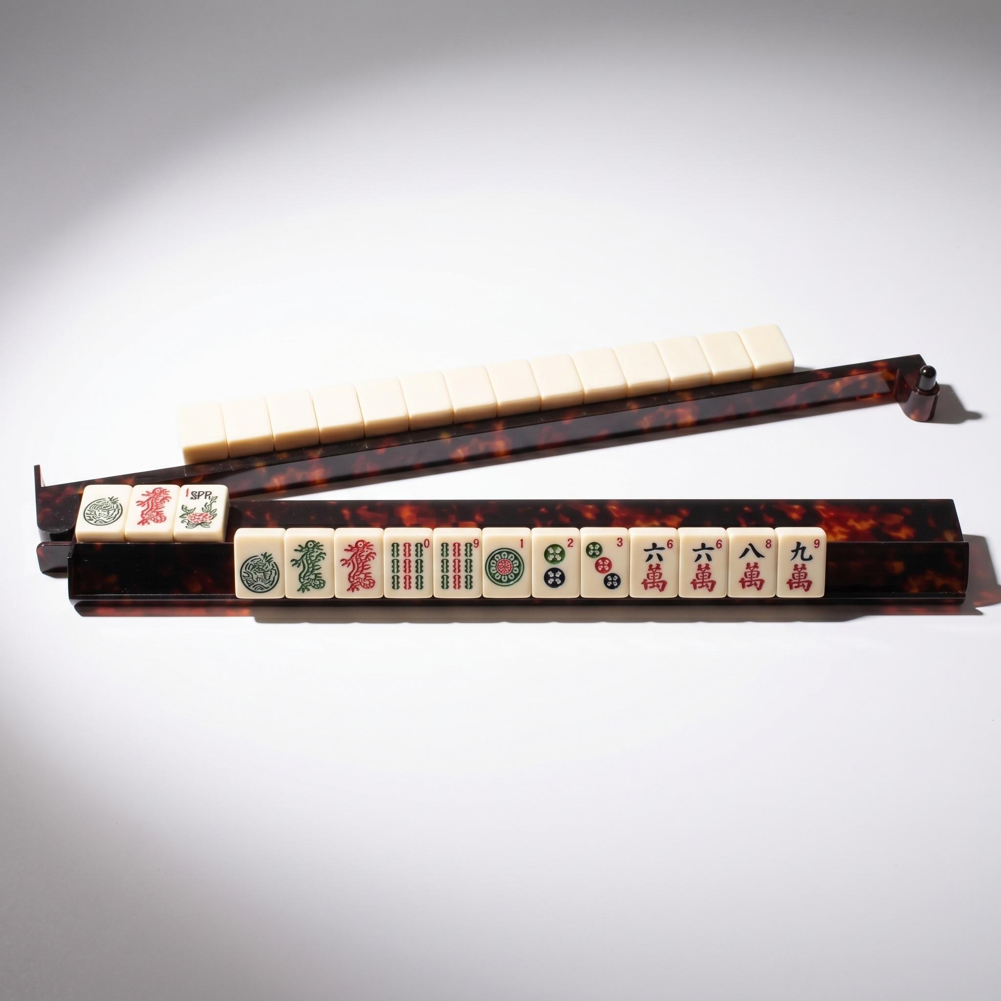 Tortoiseshell Amber Acrylic Mahjong Tile Rack Set (4) — Non-Slip Base, Five Colors - Image 5