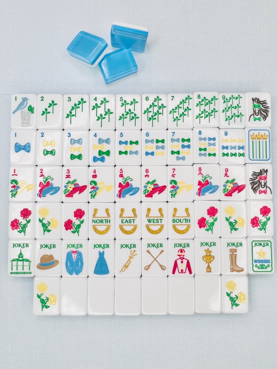 Mint Spritz & Rose Garden Mahjong Tile Set with Mat & Shufflers - Image 2