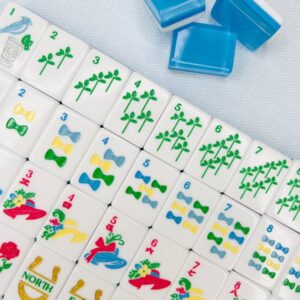 Mint Spritz & Rose Garden Mahjong Tile Set with Mat & Shufflers