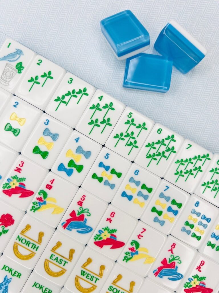 Mint Spritz & Rose Garden Mahjong Tile Set with Mat & Shufflers