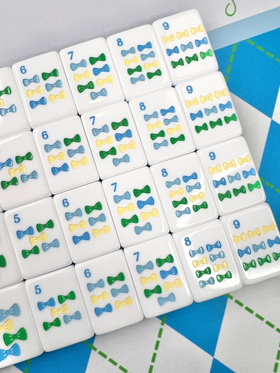 Mint Spritz & Rose Garden Mahjong Tile Set with Mat & Shufflers - Image 7