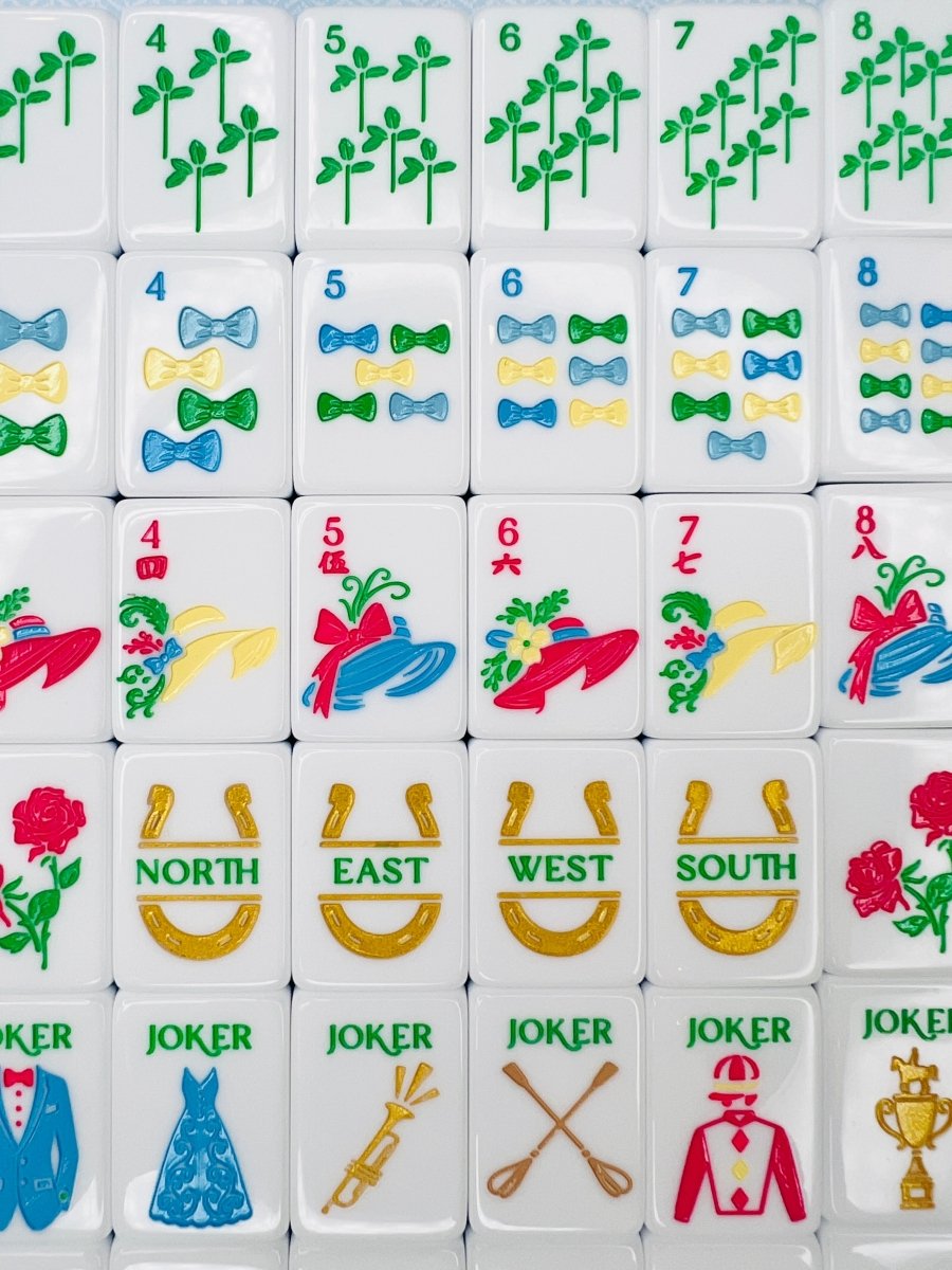 Mint Spritz & Rose Garden Mahjong Tile Set with Mat & Shufflers - Image 3