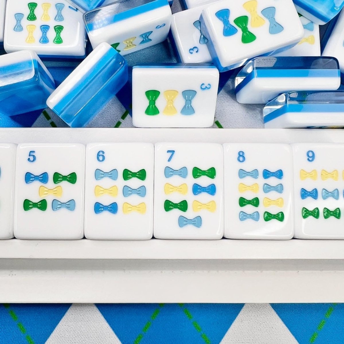Mint Spritz & Rose Garden Mahjong Tile Set with Mat & Shufflers - Image 9