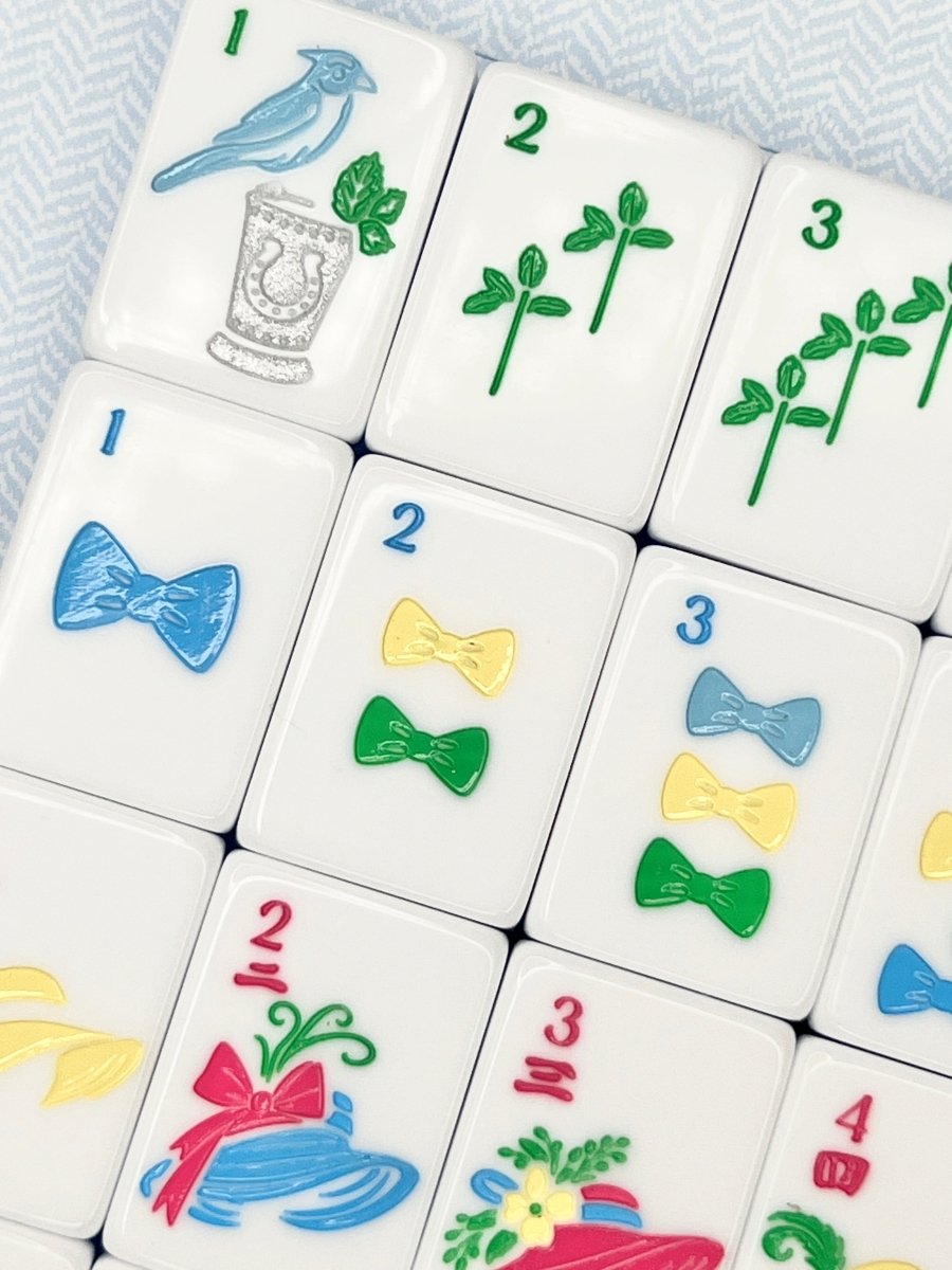 Mint Spritz & Rose Garden Mahjong Tile Set with Mat & Shufflers - Image 5