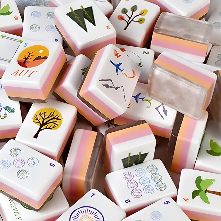 Blush Lotus Acrylic Mahjong Tiles – 160-Piece Set
