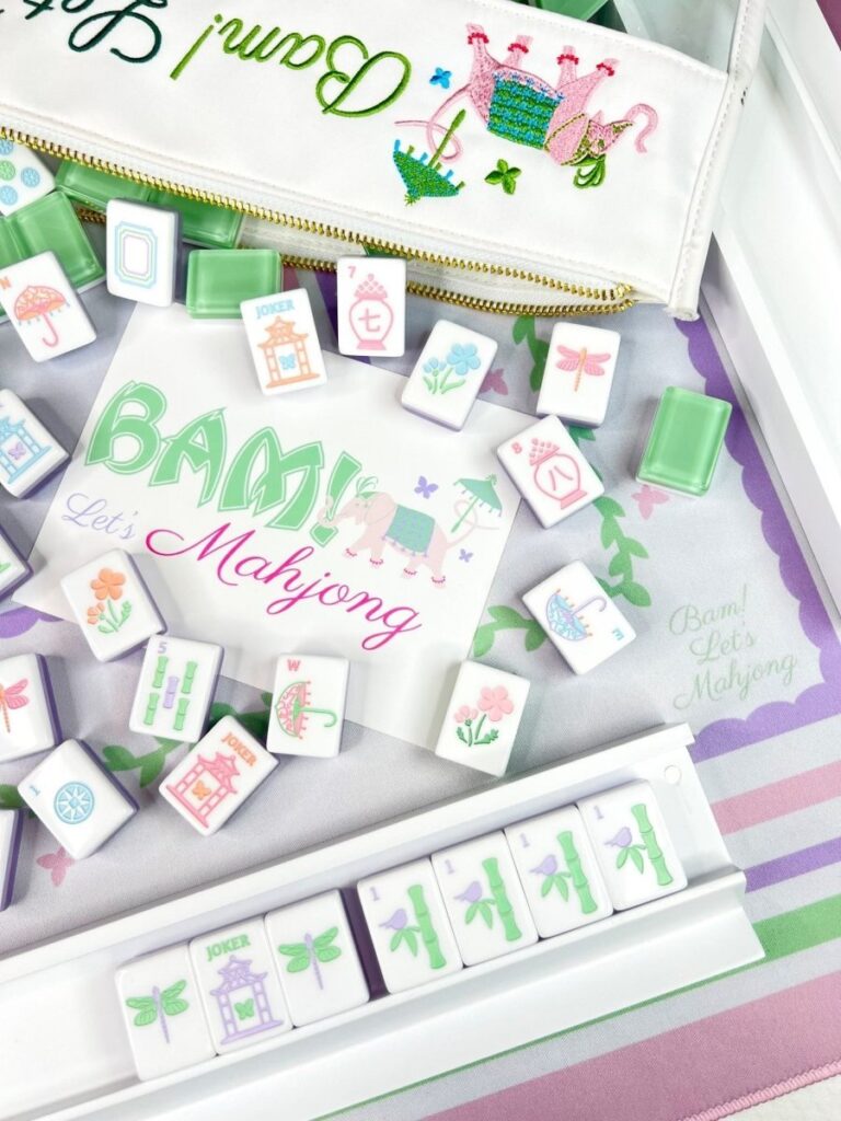 Garden Party Blooms Mahjong Tile Set with Mat