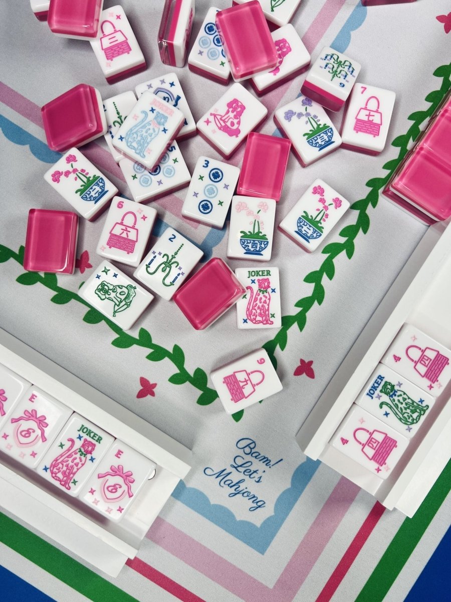 Grandmillennial Chic Mahjong Tile Set with Mat - Image 3