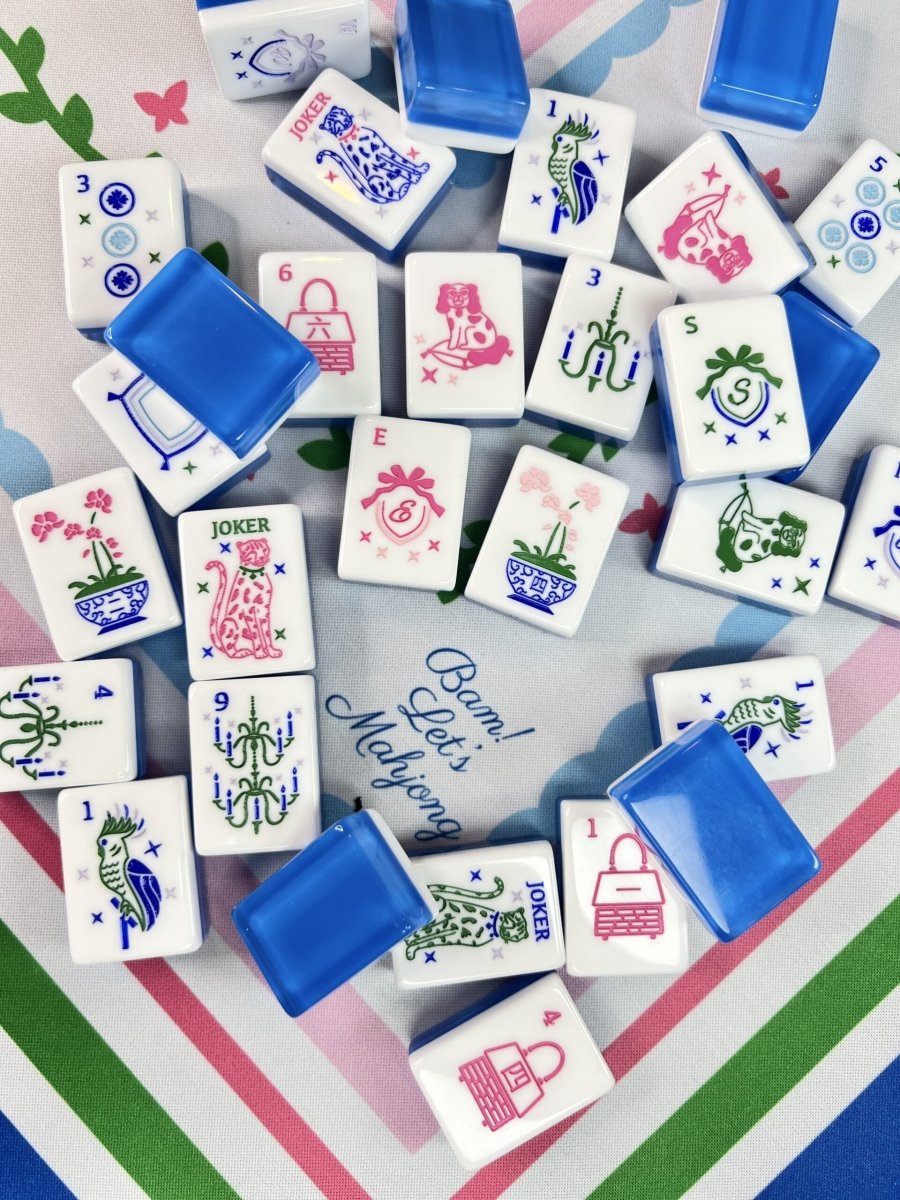 Grandmillennial Chic Mahjong Tile Set with Mat - Image 4
