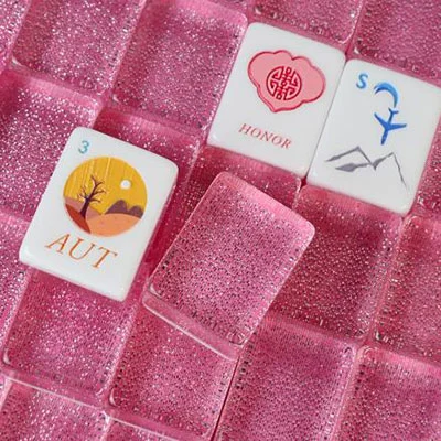 Rosé Glitter Acrylic Mahjong Tiles – 160-Piece Set - Image 3