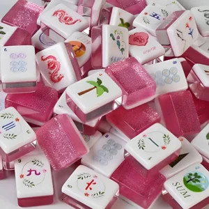 Rosé Glitter Acrylic Mahjong Tiles – 160-Piece Set