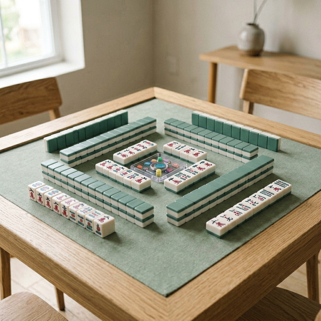 A complete American mahjong set laid out neatly for solo practice grouped by suit