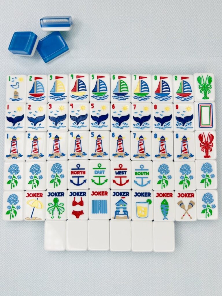 Nantucket Coast Mahjong Tile Set with Mat & Shufflers