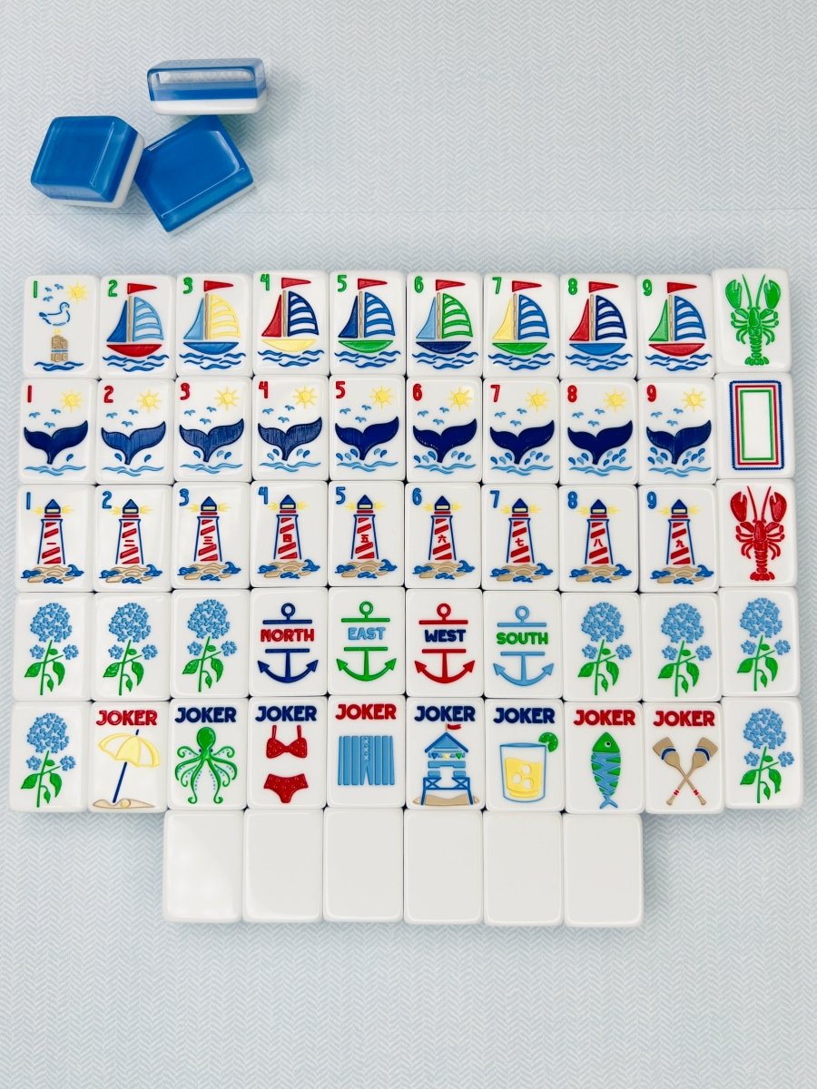 Nantucket Coast Mahjong Tile Set with Mat & Shufflers