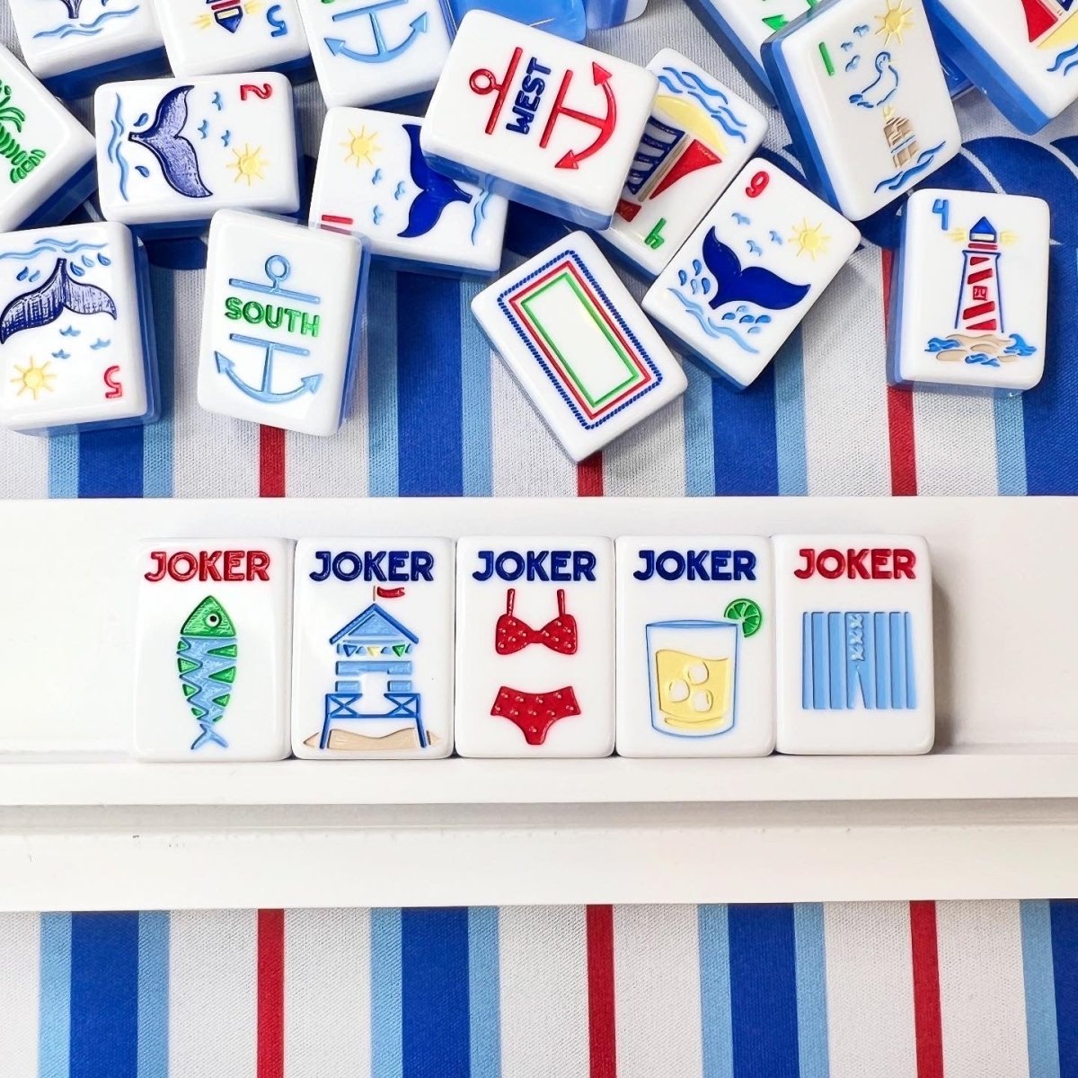 Nantucket Coast Mahjong Tile Set with Mat & Shufflers - Image 2