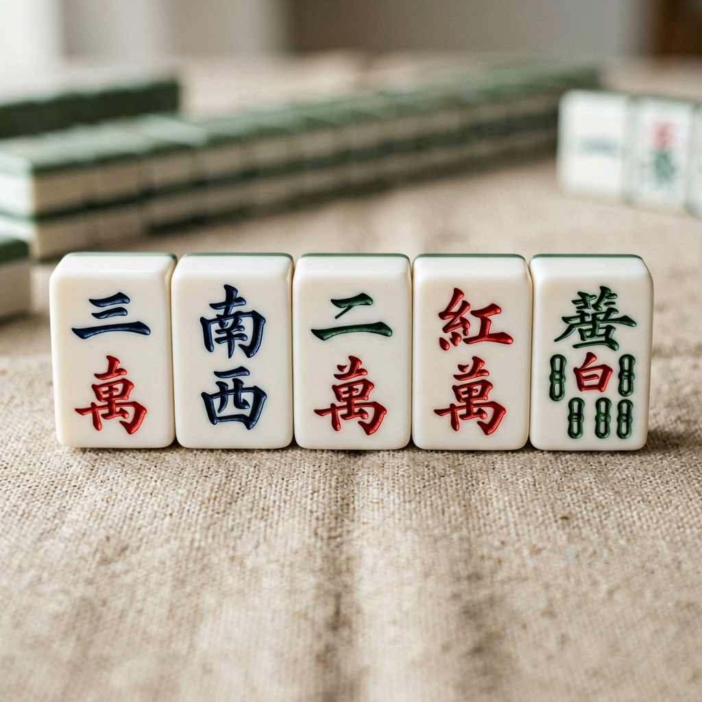 American mahjong honor tiles: the four winds and the three dragons in a row